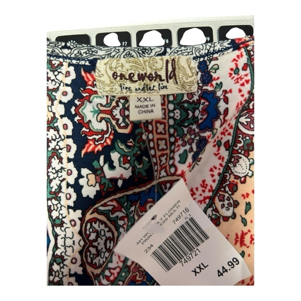 NWT One World Live & Let Live Womens Boho Sleeveless Dress Size XXL flower print - Picture 8 of 15